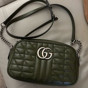 Gucci Olive Leather Marmont Crossbody Bag Small